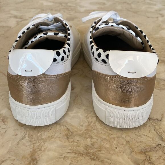 Maimai Made in Italy White Leather Sneakers Polka Dots Gold - Picture 11 of 16
